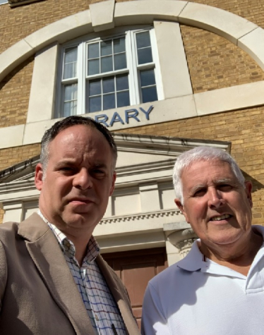 Jim Butler and Ken Hawkins at Blythe Library